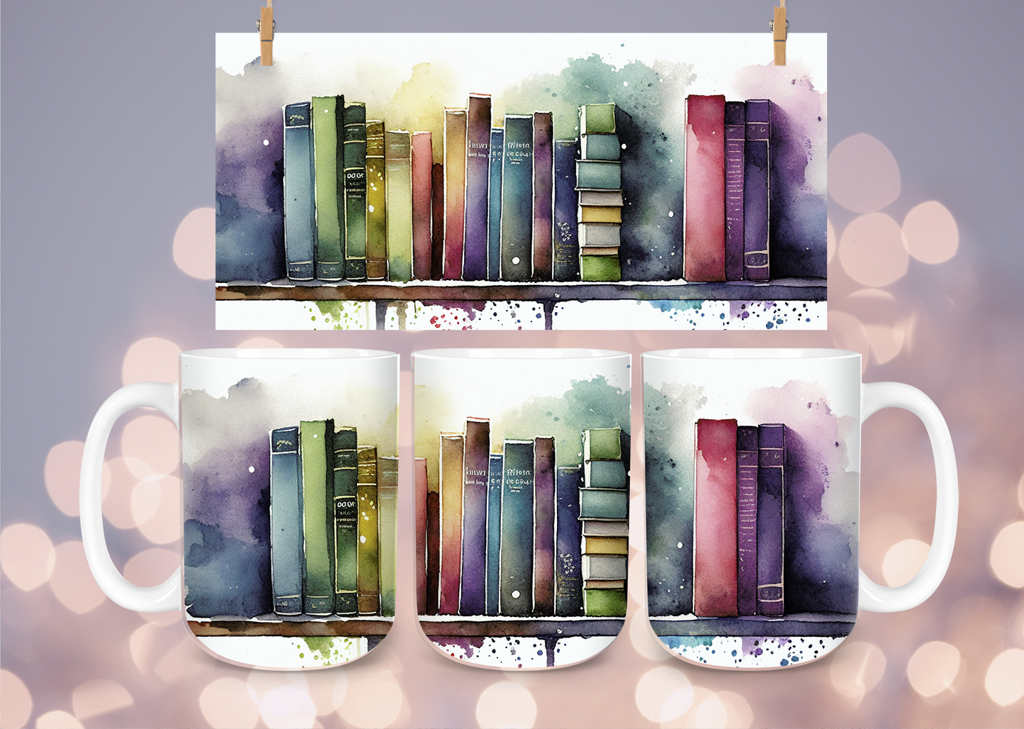 15oz Watercolor Books Mug