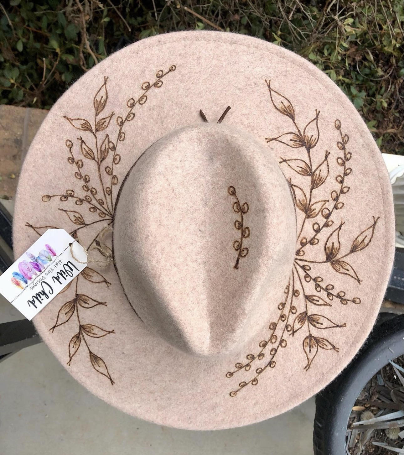 NC Artist Hand Burned Rancher Hat