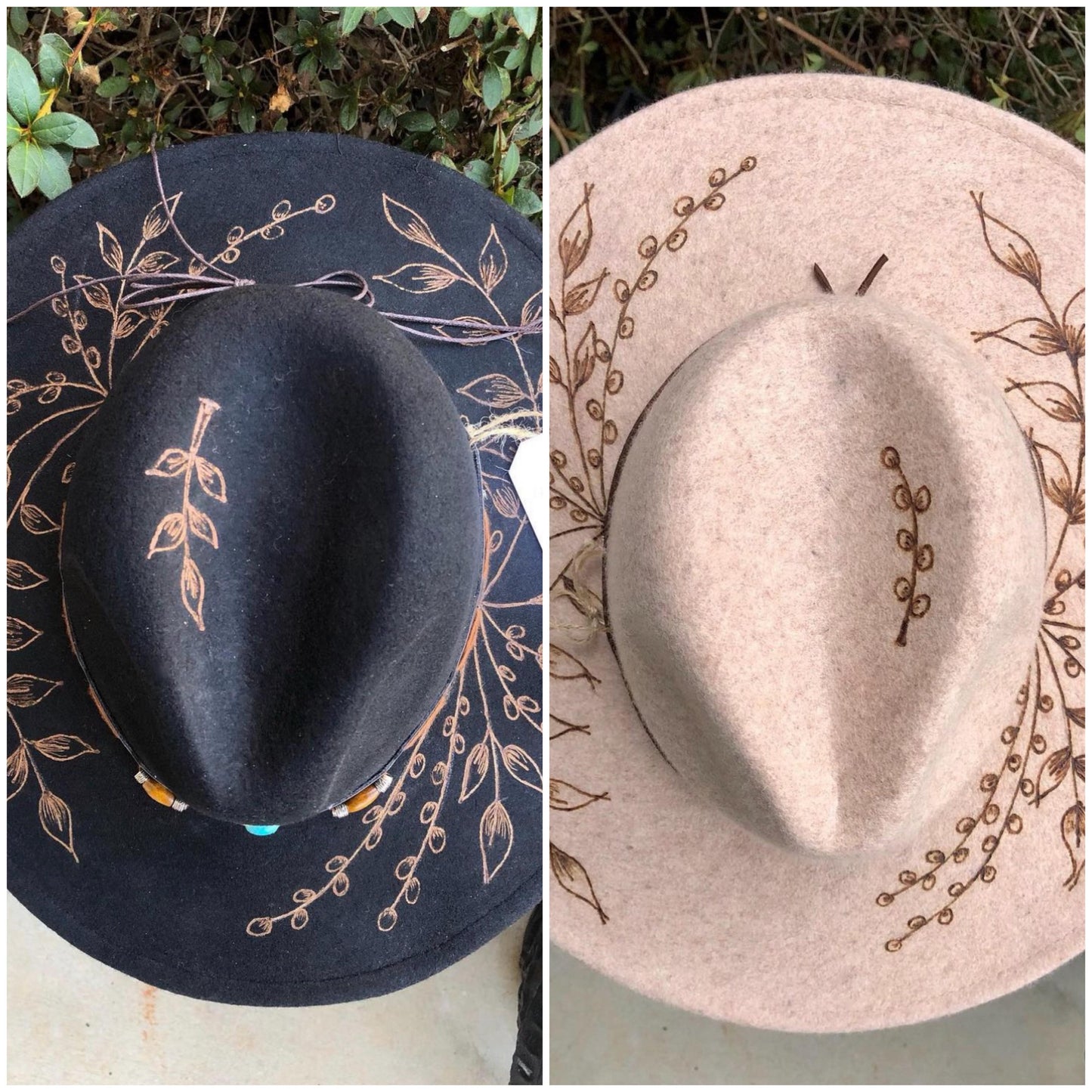 NC Artist Hand Burned Rancher Hat