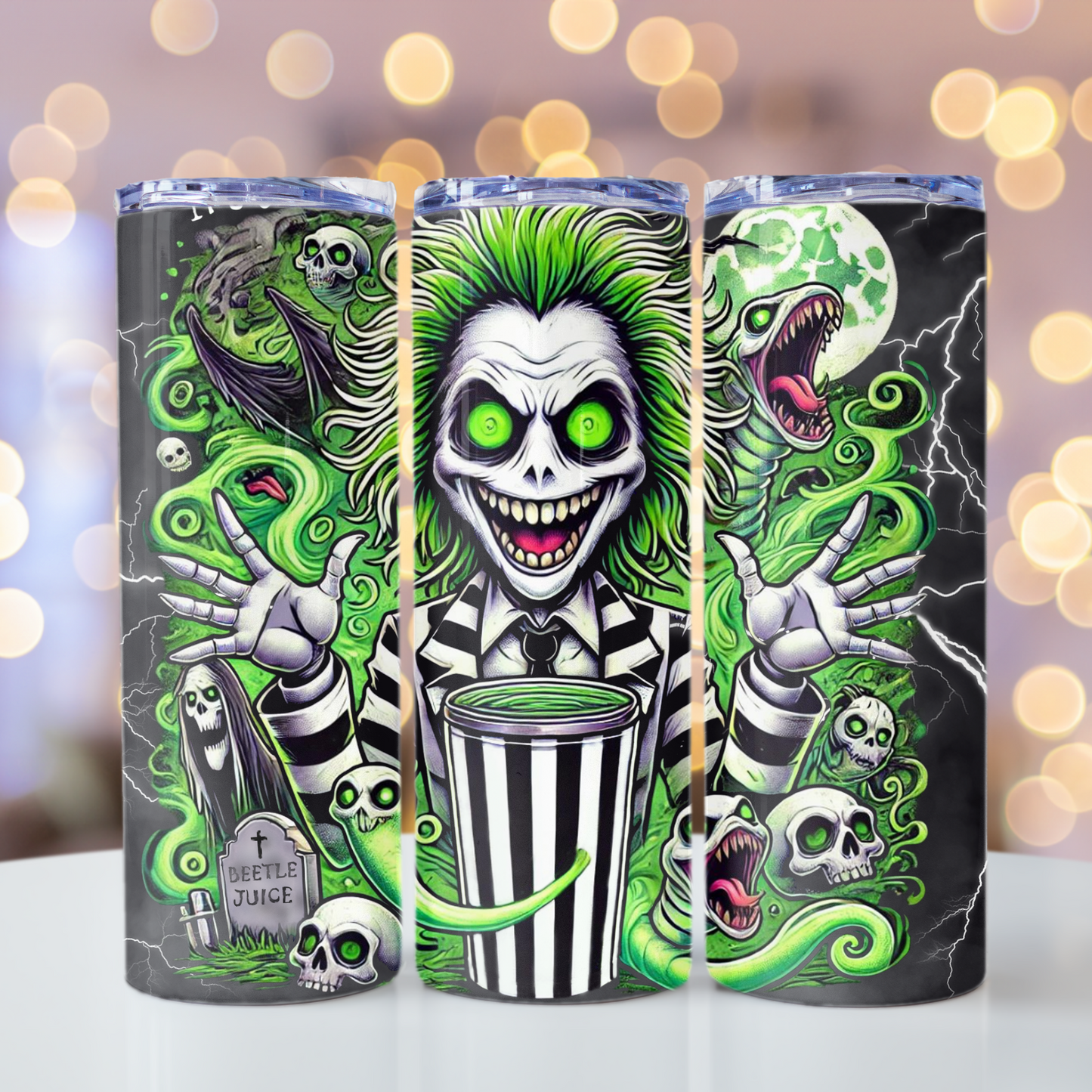 20 oz Skinny Tumbler Beetlejuice