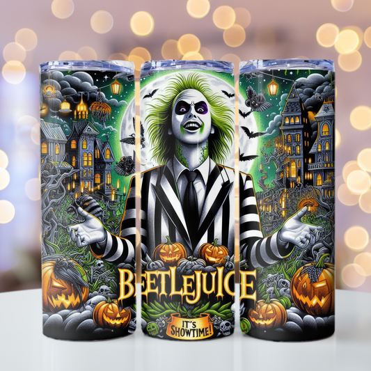 20 oz Skinny Tumbler Beetlejuice